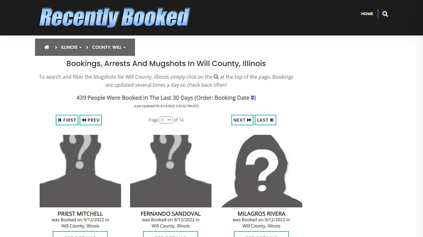 Recent bookings, Arrests, Mugshots in Will County, Illinois